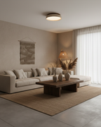 Minimalist travertine beige stone LED ceiling lamp