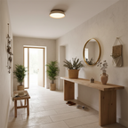 Minimalist travertine beige stone LED ceiling lamp