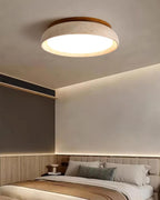 Minimalist travertine beige stone LED ceiling lamp