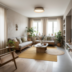Minimalist travertine beige stone LED ceiling lamp