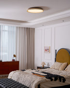 Minimalist travertine beige stone LED ceiling lamp