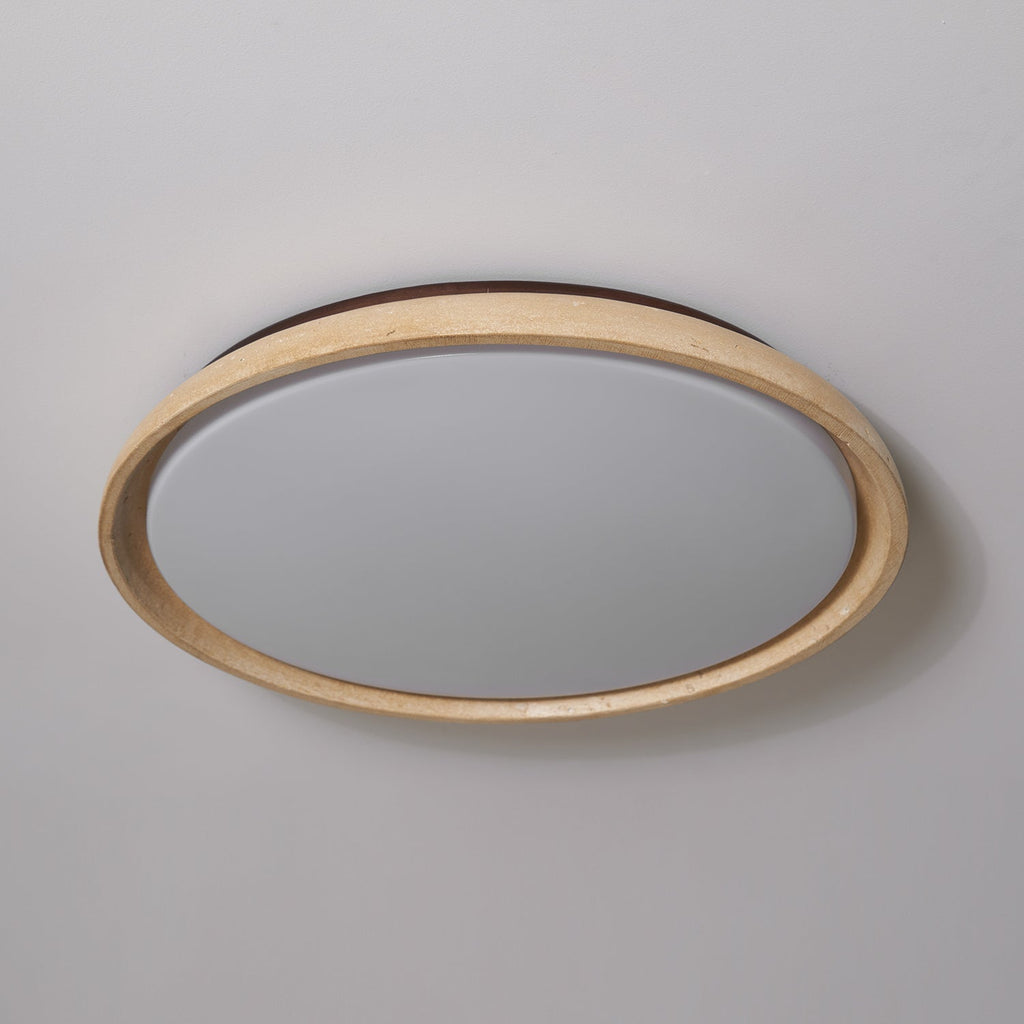 Minimalist travertine beige stone LED ceiling lamp