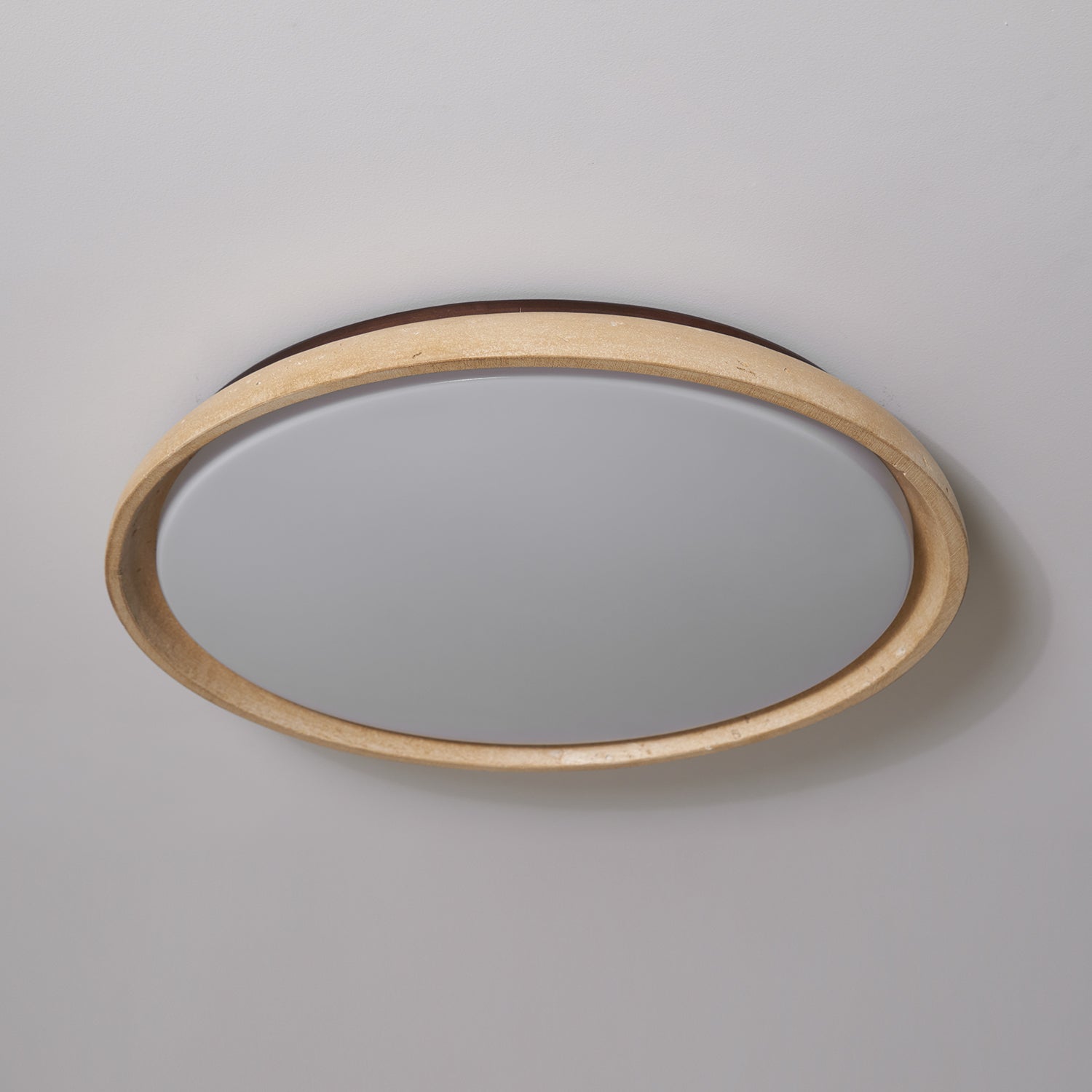 Minimalist travertine beige stone LED ceiling lamp