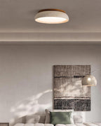 Minimalist travertine beige stone LED ceiling lamp