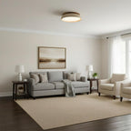 Minimalist travertine beige stone LED ceiling lamp