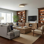 Minimalist travertine beige stone LED ceiling lamp
