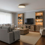 Minimalist travertine beige stone LED ceiling lamp