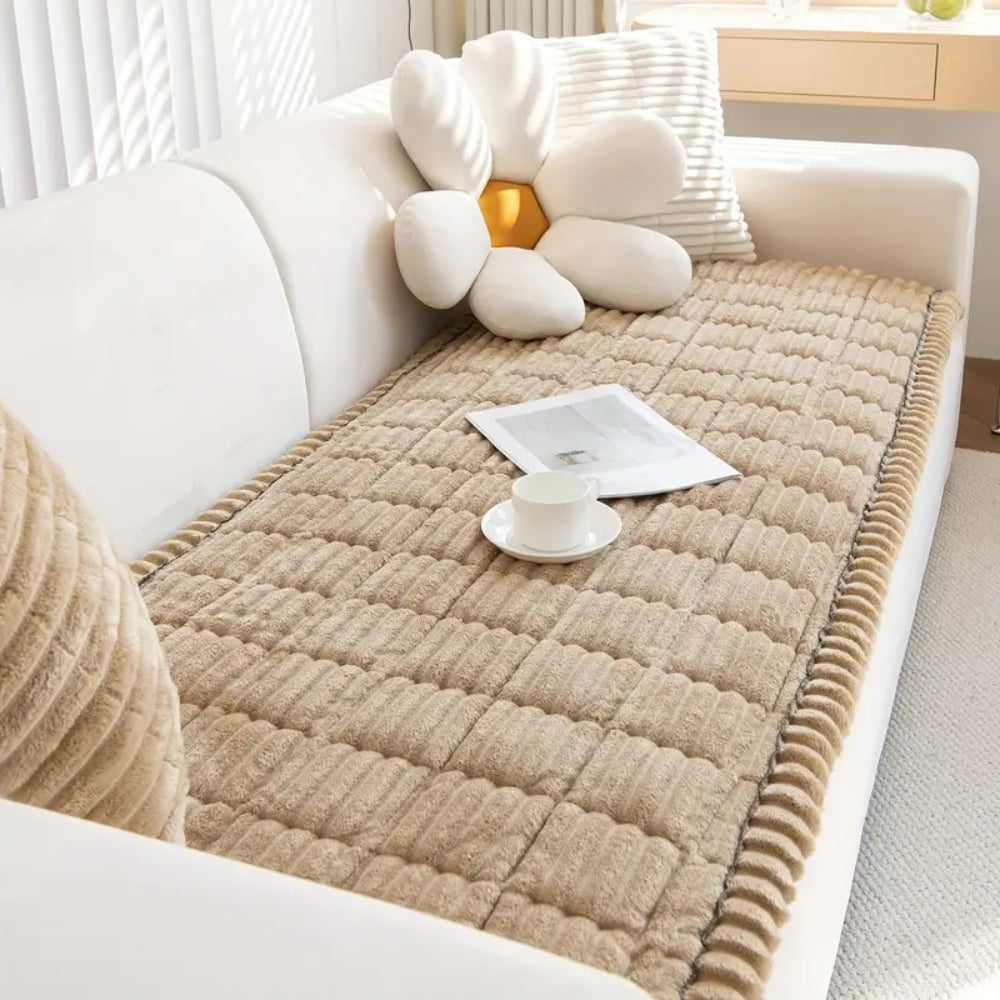 Thick soft sofa cover with pleated edge
