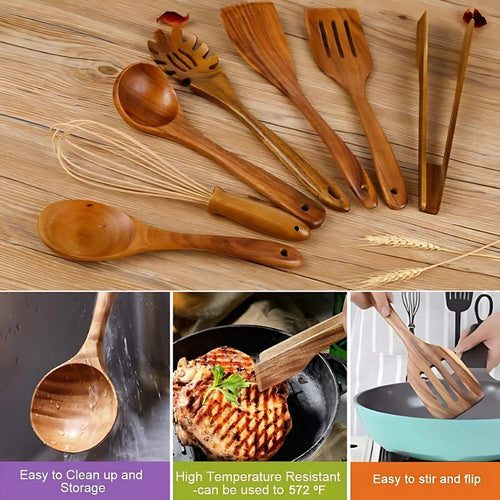 Sichere und langlebige Küchenutensilien aus Holz – 7 Sets