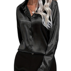 Blusa da donna con bottoni manica lunga stile casual