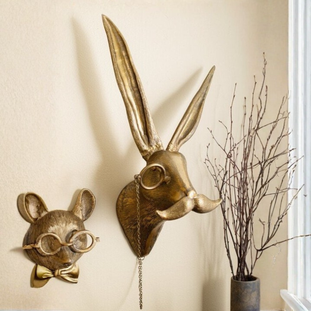 Decorazione artistica da parete con testa di cervo – Scultura da parete di design