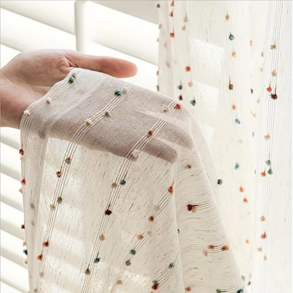 Tenda con motivo arcobaleno copertura decorativa per finestra semitrasparente