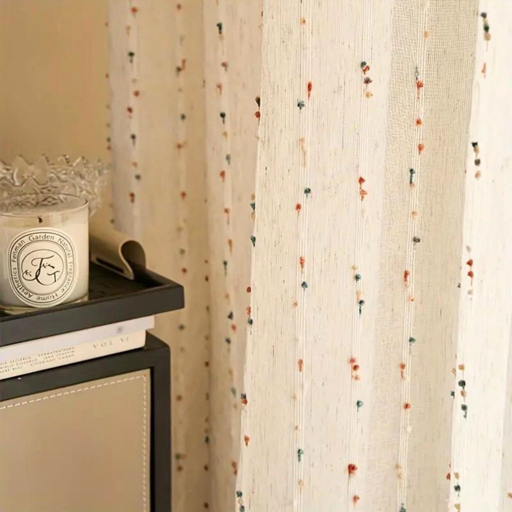 Tenda con motivo arcobaleno copertura decorativa per finestra semitrasparente