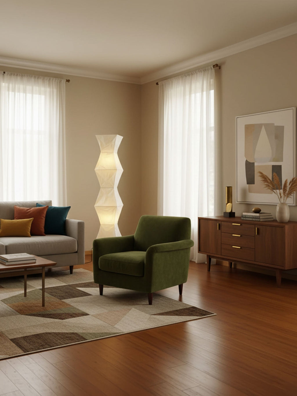 Lampa podłogowa w stylu japońskim Nastrojowe miękkie oświetlenie
