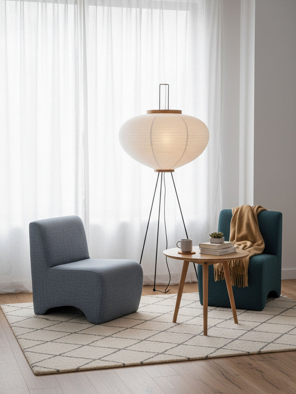 Lampa podłogowa w stylu japońskim Nastrojowe miękkie oświetlenie