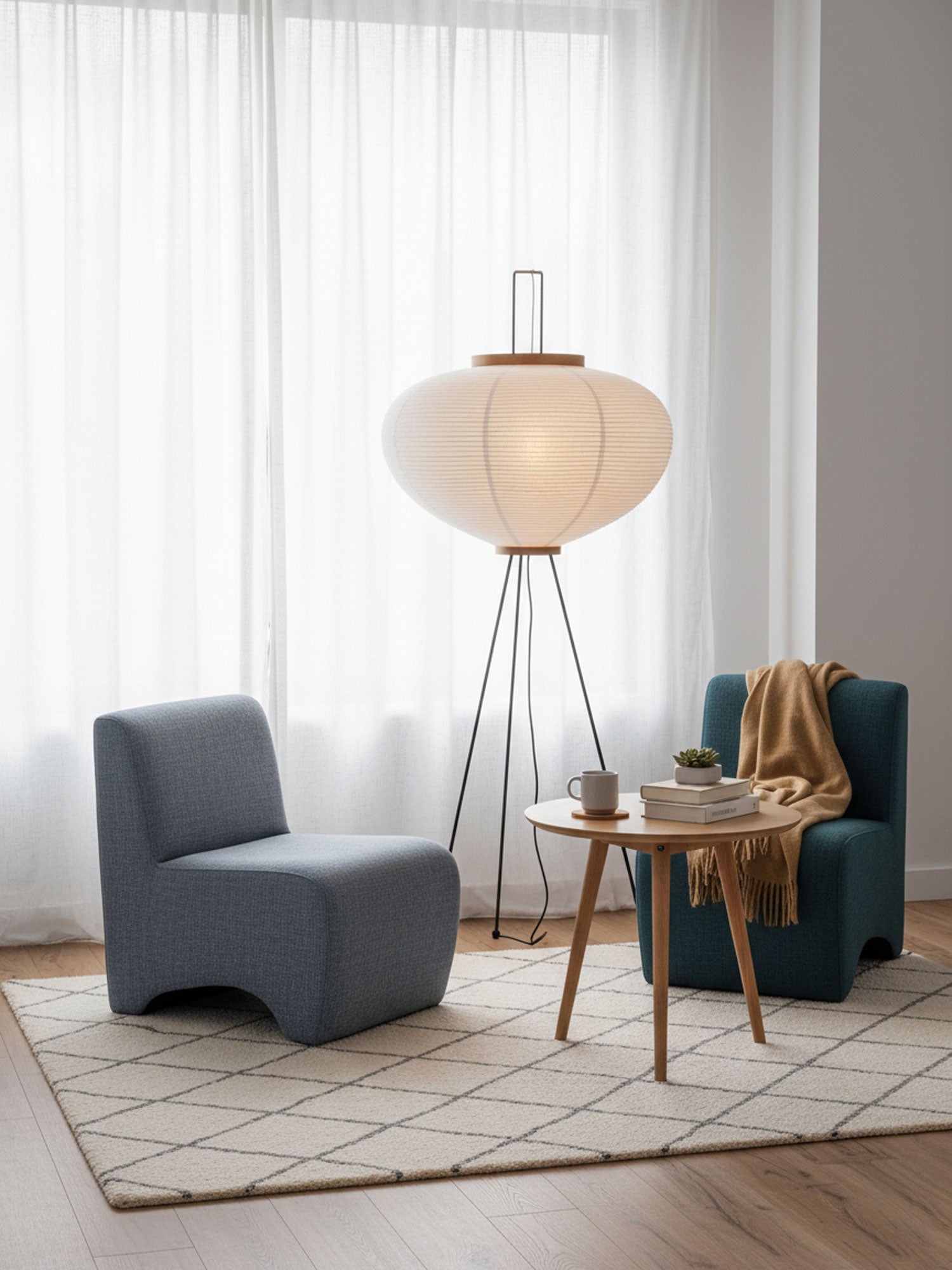 Lampa podłogowa w stylu japońskim Nastrojowe miękkie oświetlenie