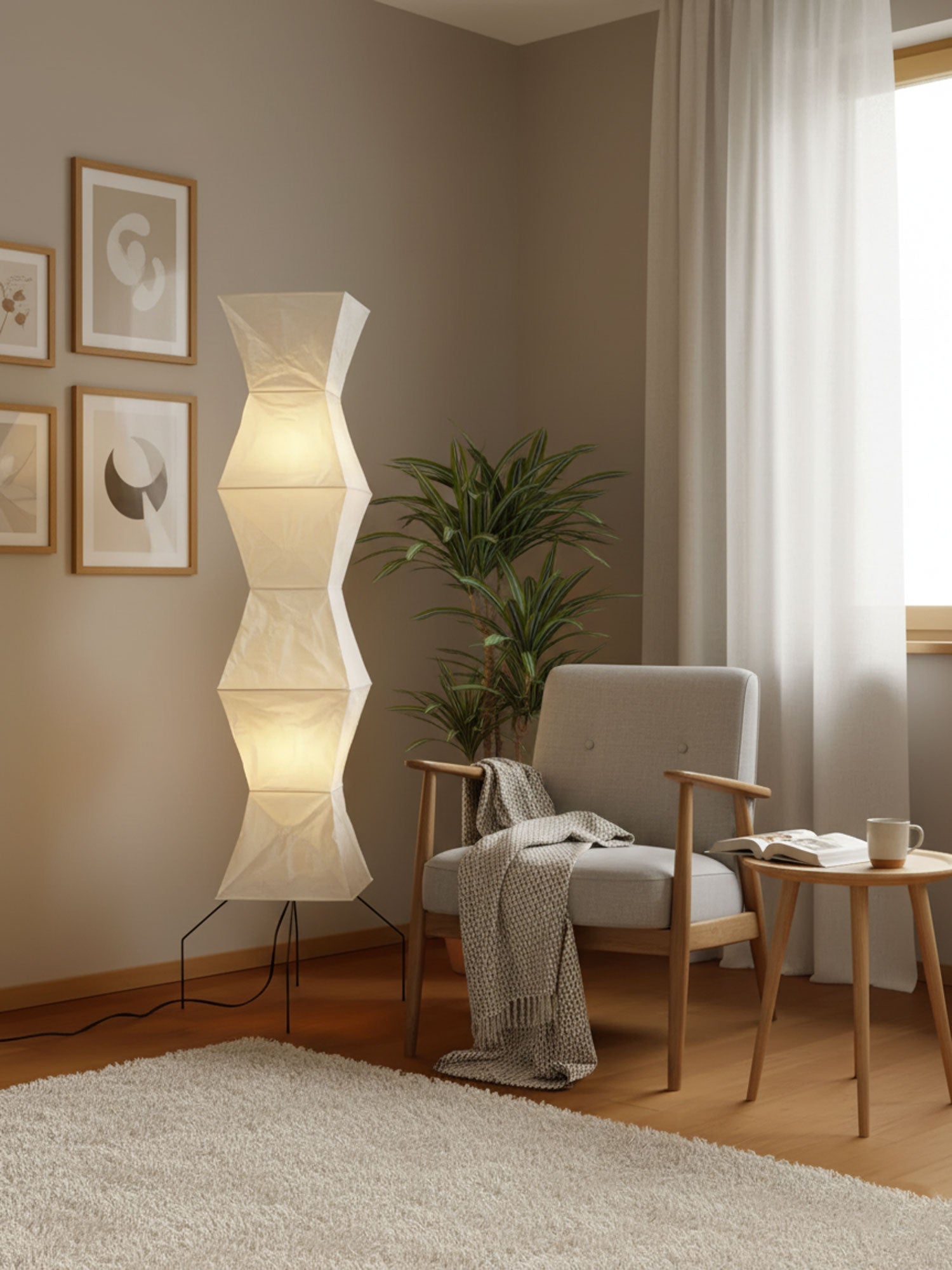 Lampa podłogowa w stylu japońskim Nastrojowe miękkie oświetlenie