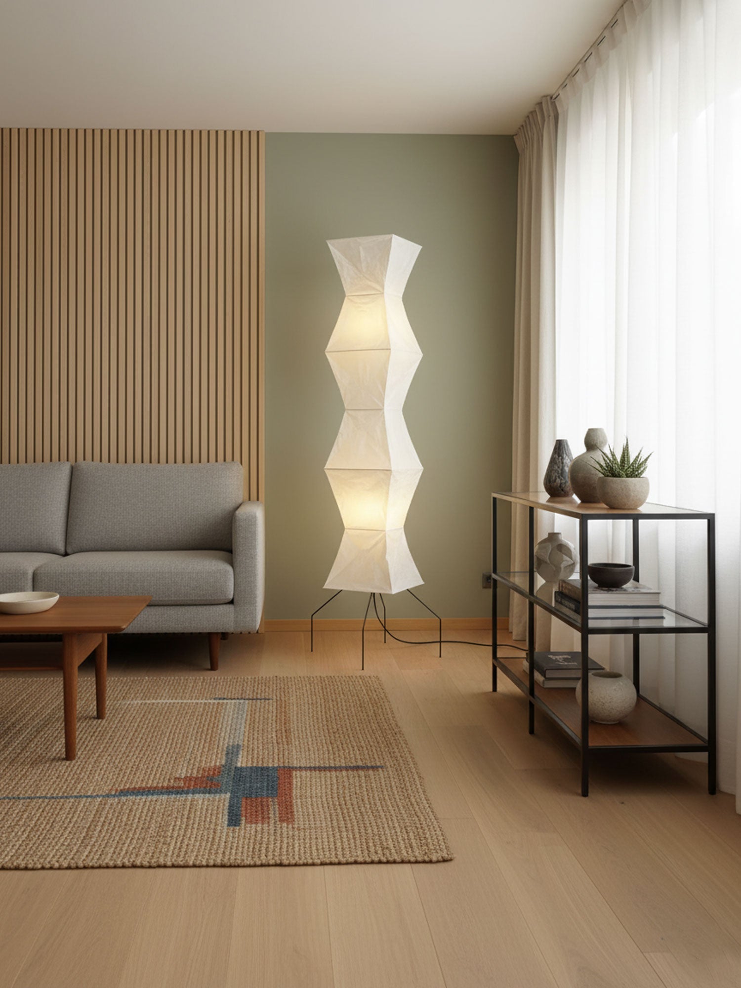 Lampa podłogowa w stylu japońskim Nastrojowe miękkie oświetlenie