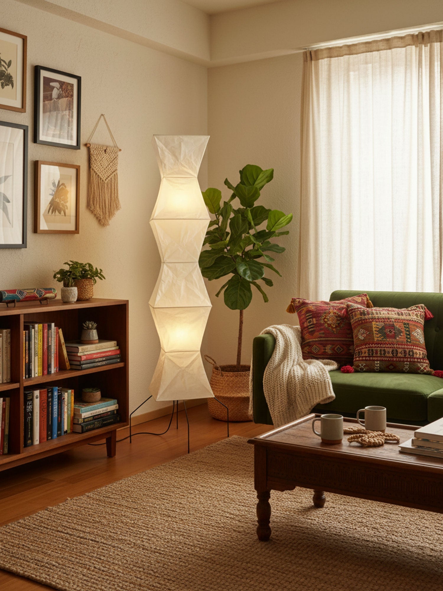 Lampa podłogowa w stylu japońskim Nastrojowe miękkie oświetlenie