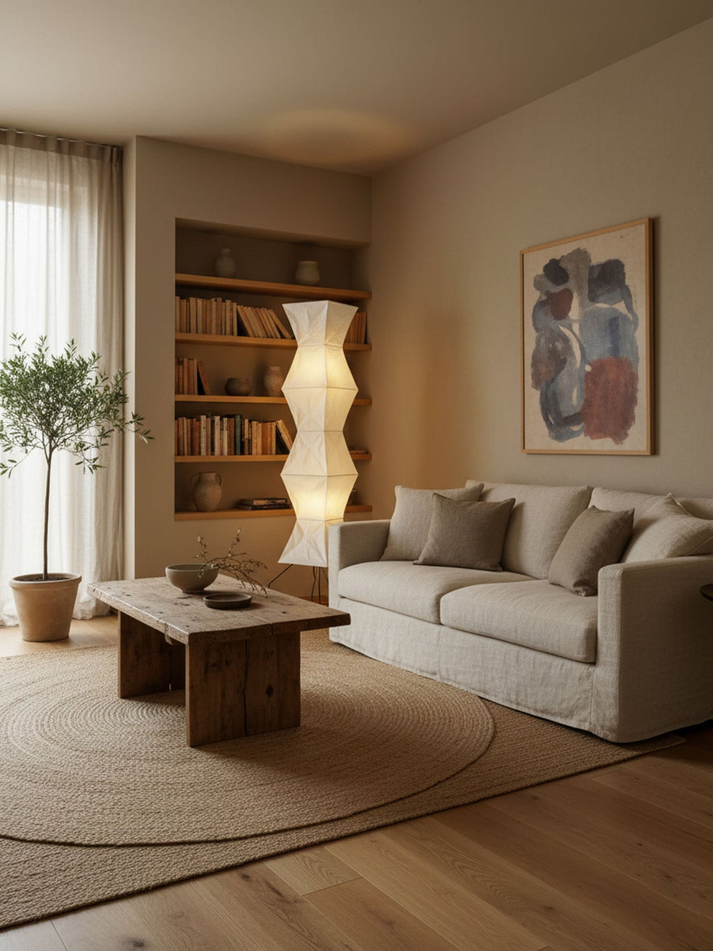 Lampa podłogowa w stylu japońskim Nastrojowe miękkie oświetlenie