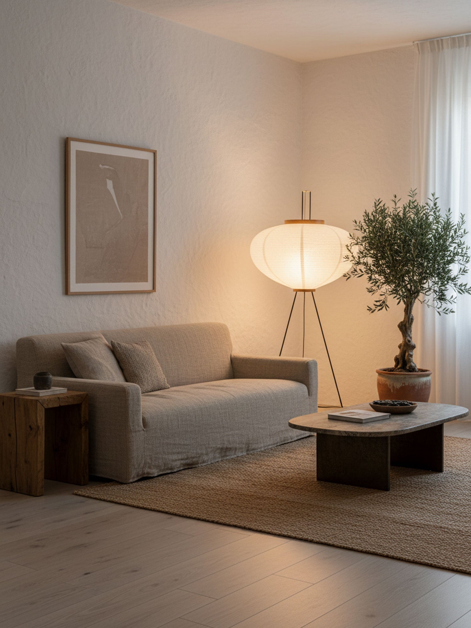 Lampa podłogowa w stylu japońskim Nastrojowe miękkie oświetlenie