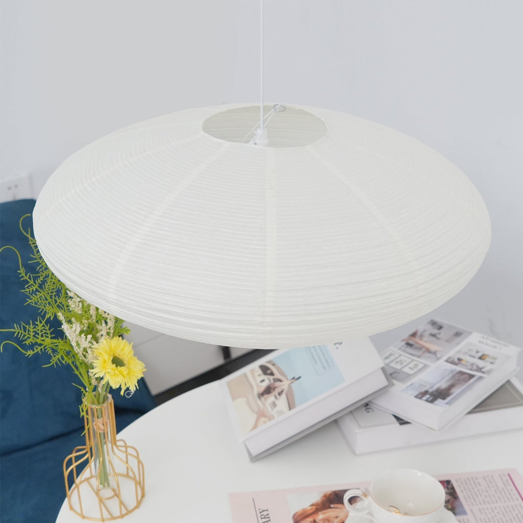 Lampe suspendue blanche design Japandi élégante pour salon et salle à manger
