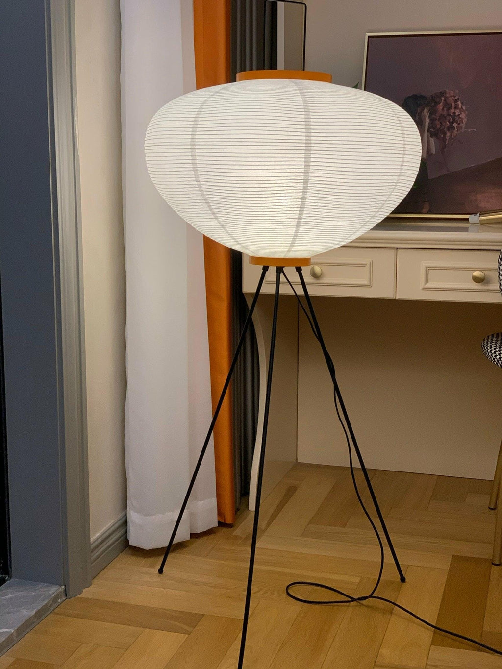 Lampa podłogowa w stylu japońskim Nastrojowe miękkie oświetlenie