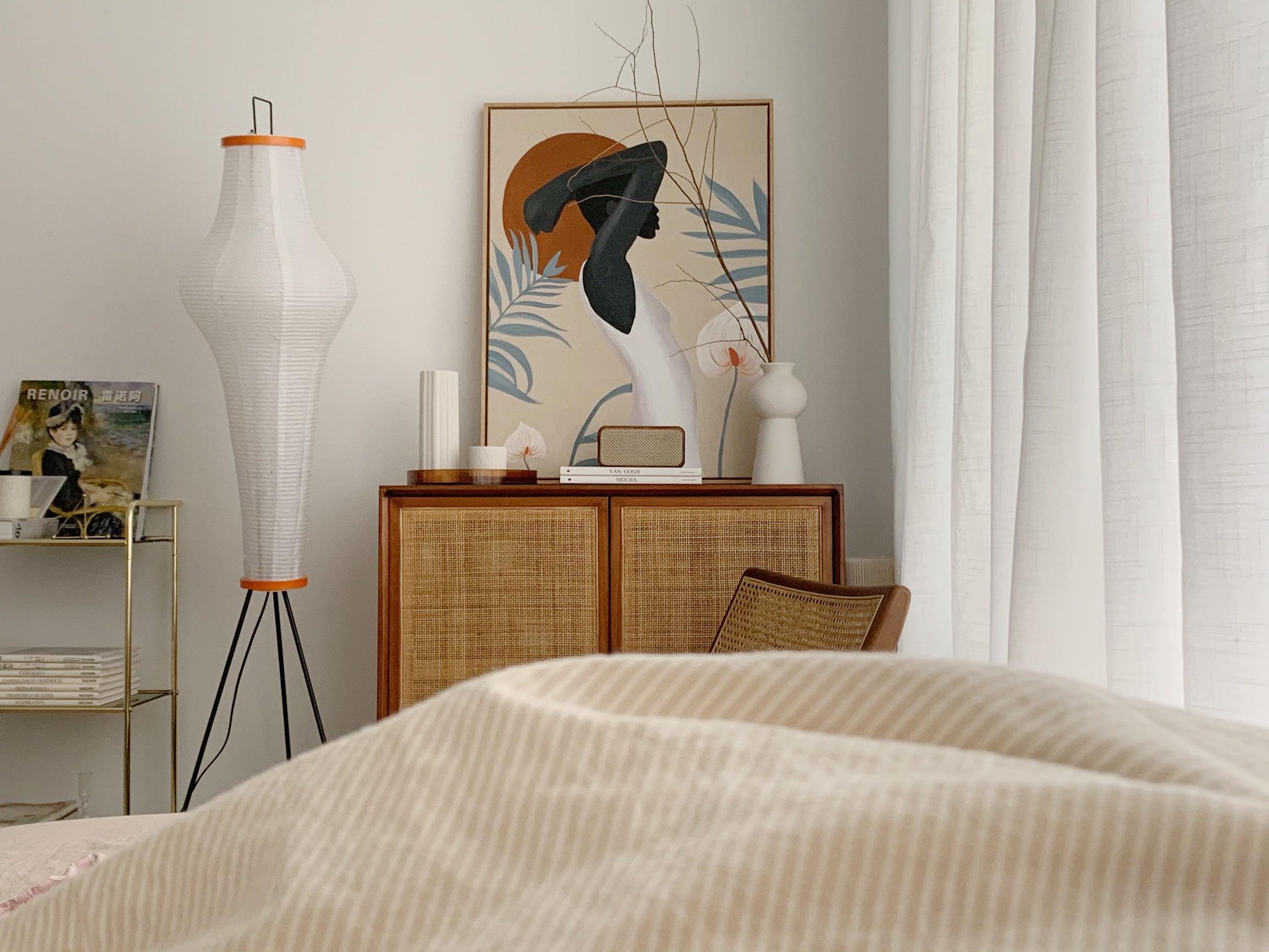 Lampa podłogowa w stylu japońskim Nastrojowe miękkie oświetlenie
