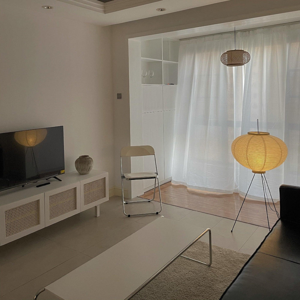 Lampa podłogowa w stylu japońskim Nastrojowe miękkie oświetlenie