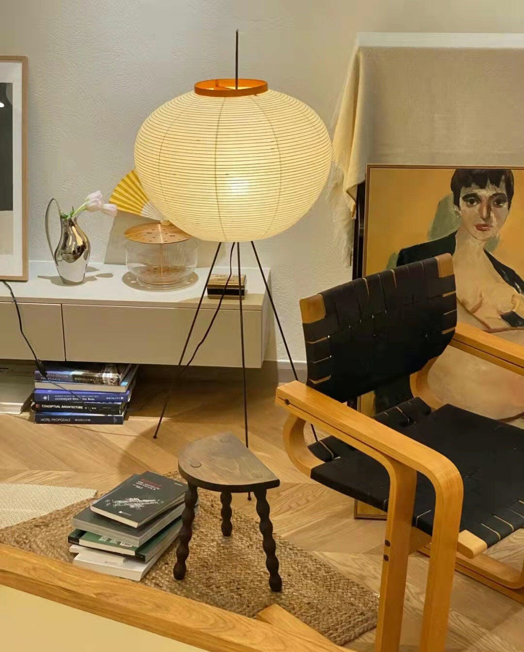 Lampa podłogowa w stylu japońskim Nastrojowe miękkie oświetlenie