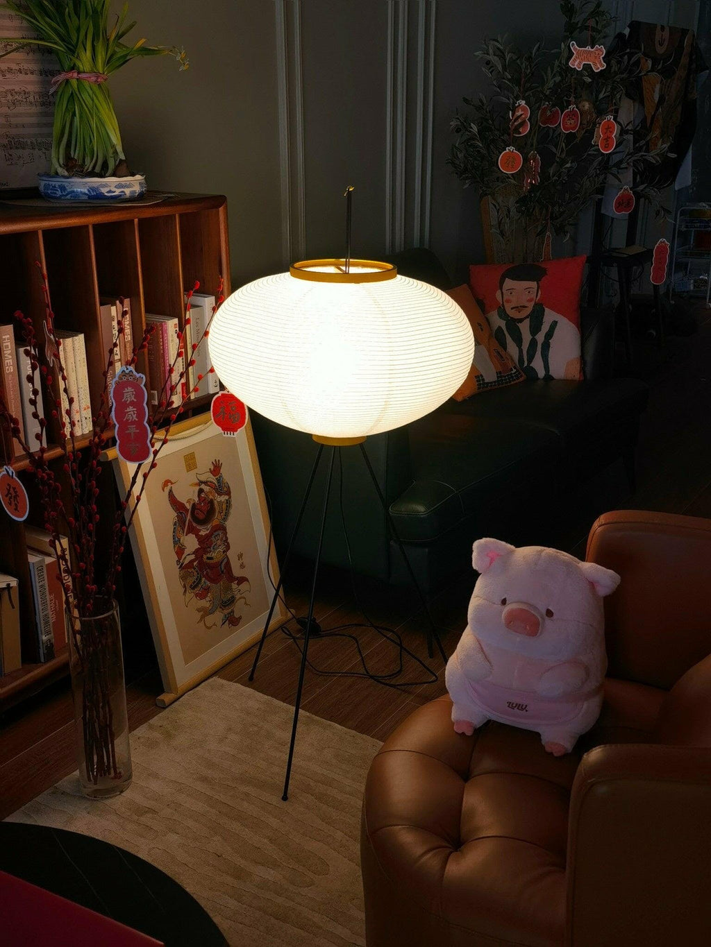 Lampa podłogowa w stylu japońskim Nastrojowe miękkie oświetlenie