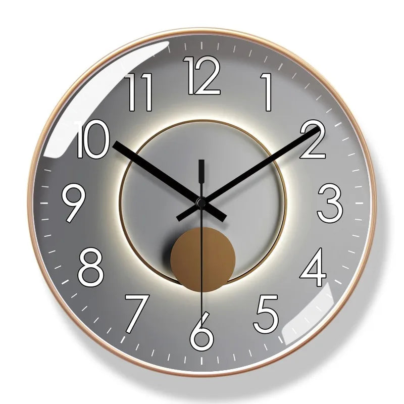 Horloge murale ronde minimaliste à affichage silencieux de l’heure