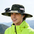 Cappello Solare con Ampia Tesa e Due Ventilatori