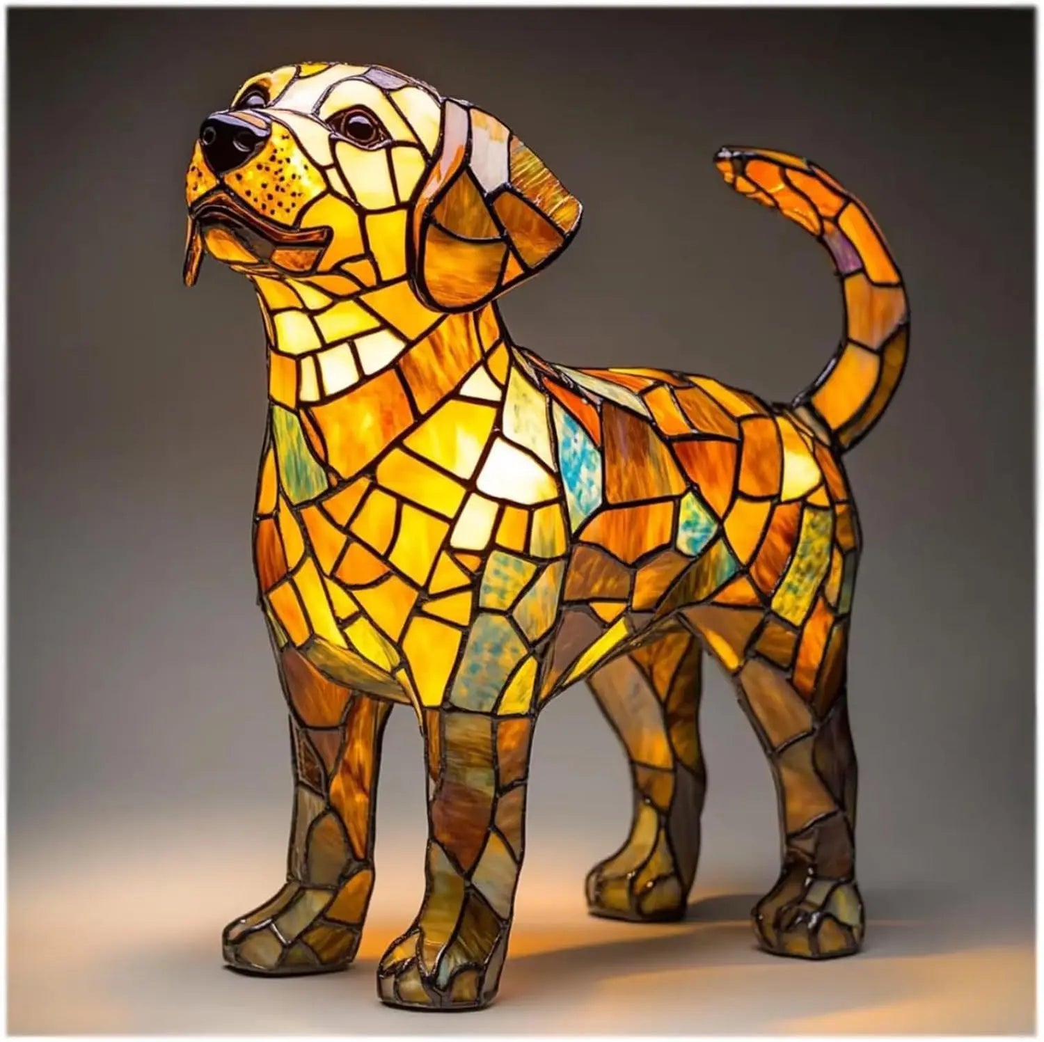 Illuminazione artistica colorata con diverse razze di cani – Lampada da tavolo decorativa in vetro
