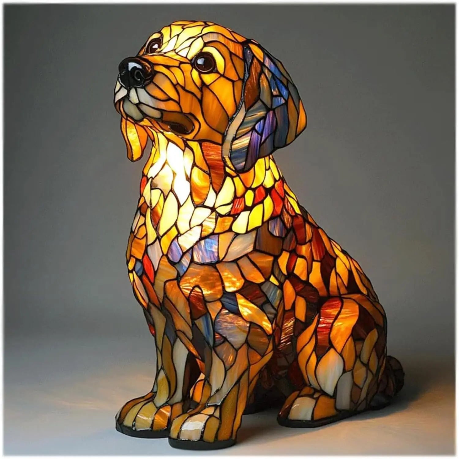 Illuminazione artistica colorata con diverse razze di cani – Lampada da tavolo decorativa in vetro
