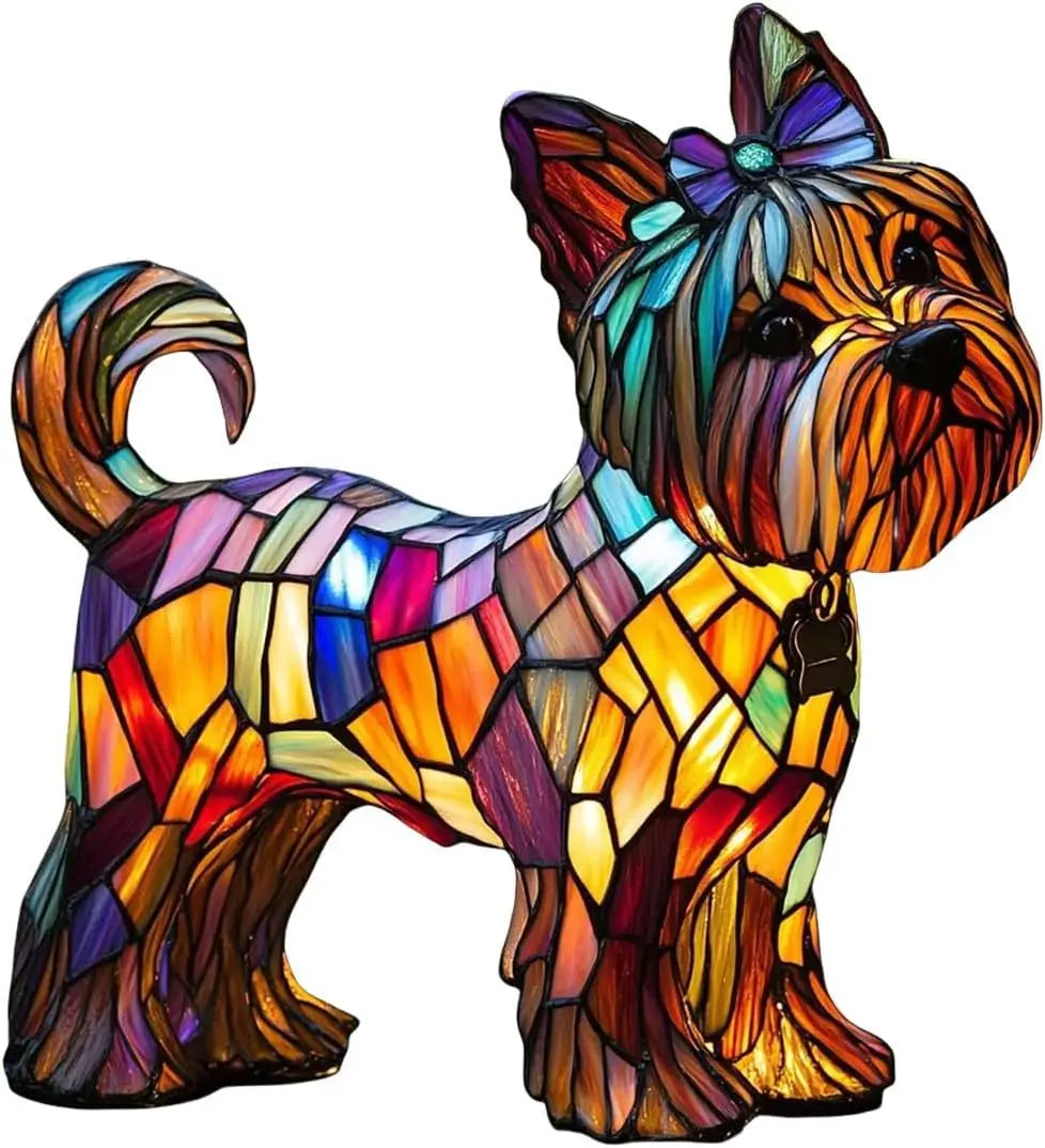 Illuminazione artistica colorata con diverse razze di cani – Lampada da tavolo decorativa in vetro