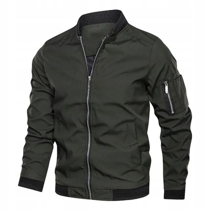 Giacca da uomo con zip bomber con polsini elasticizzati