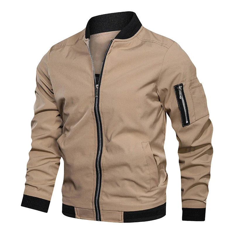 Giacca da uomo con zip bomber con polsini elasticizzati
