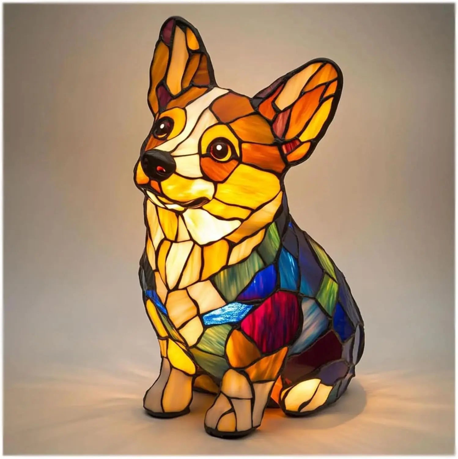 Illuminazione artistica colorata con diverse razze di cani – Lampada da tavolo decorativa in vetro