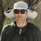 Cappello Solare con Ampia Tesa e Due Ventilatori
