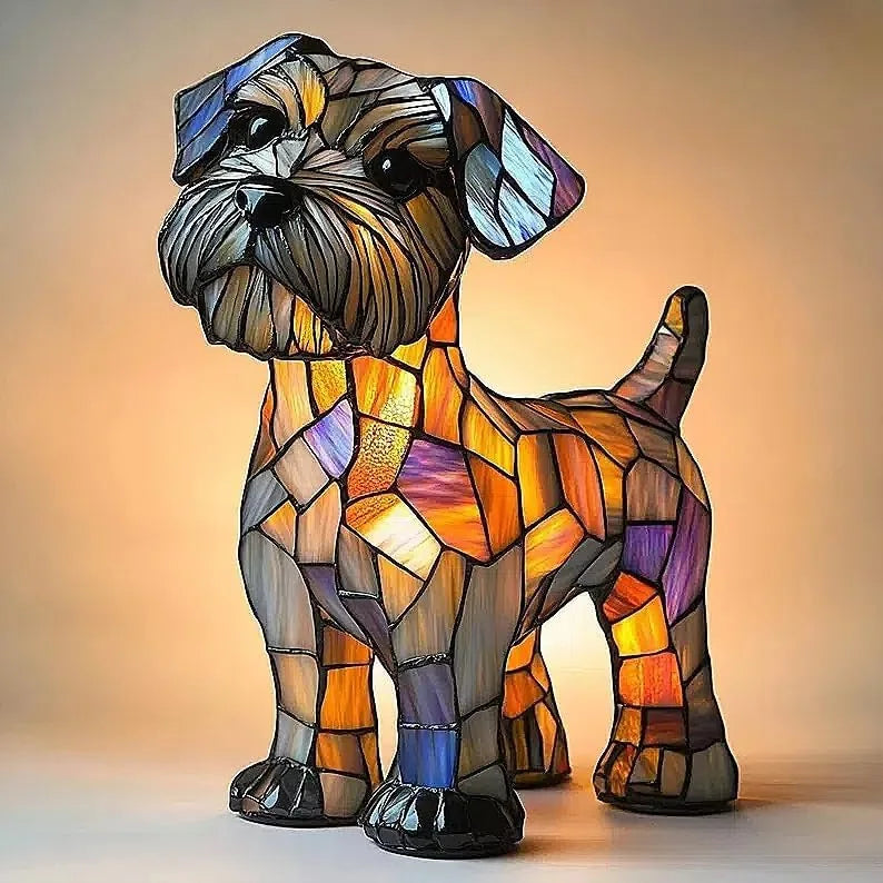 Illuminazione artistica colorata con diverse razze di cani – Lampada da tavolo decorativa in vetro