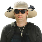 Cappello Solare con Ampia Tesa e Due Ventilatori