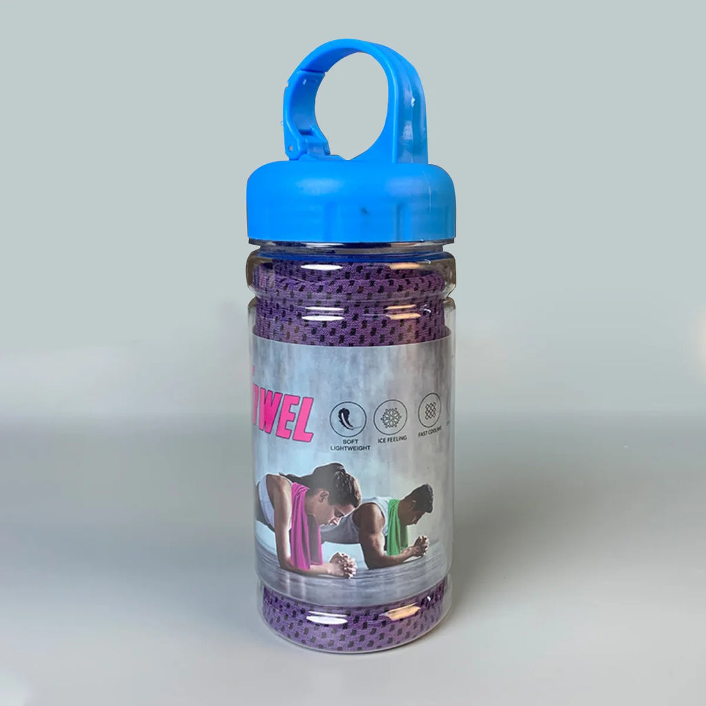 Serviette rafraîchissante portable à séchage rapide avec bouteille