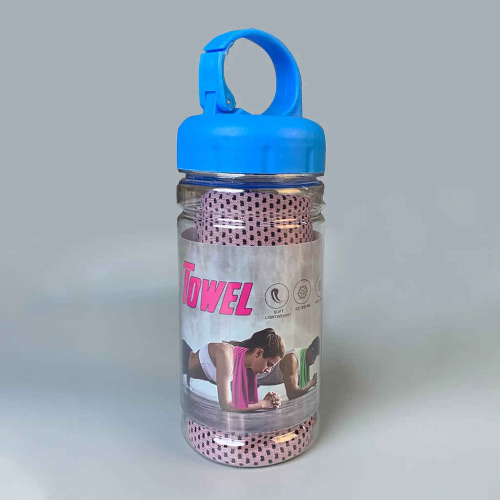 Serviette rafraîchissante portable à séchage rapide avec bouteille