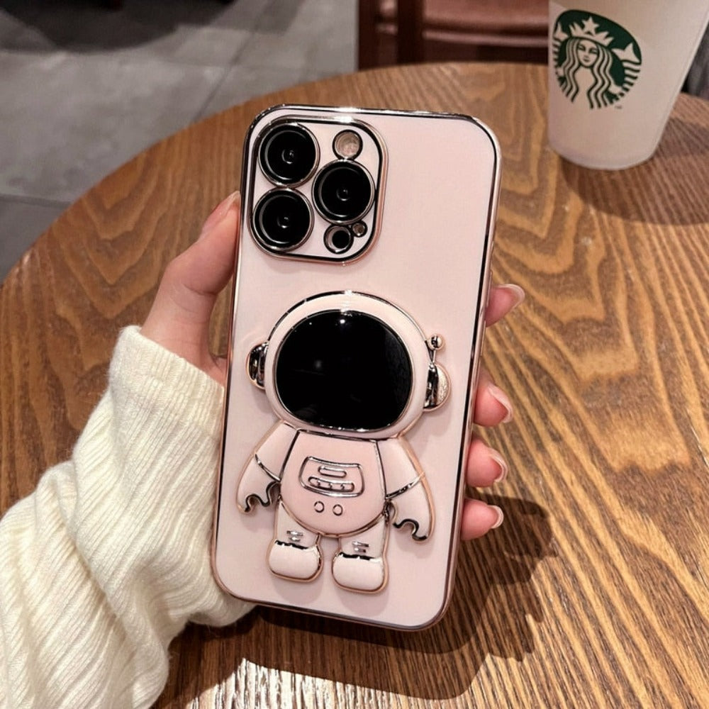 Robuste, schlanke Handyhülle mit Standfunktion für iPhone - trendiges Astronauten-Design