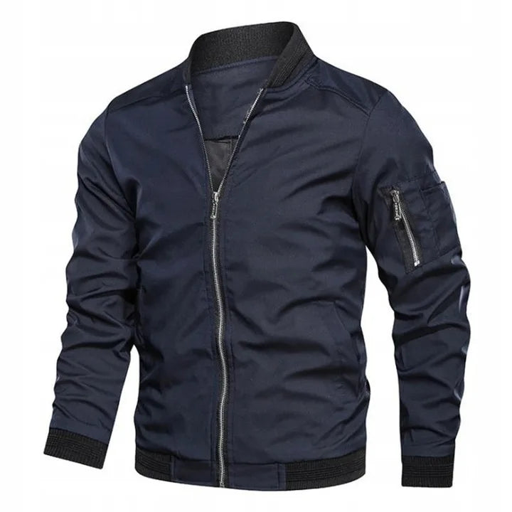 Men's bomber jacket with zipper and ribbed cuffs
