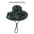 Cappello Solare con Ampia Tesa e Due Ventilatori