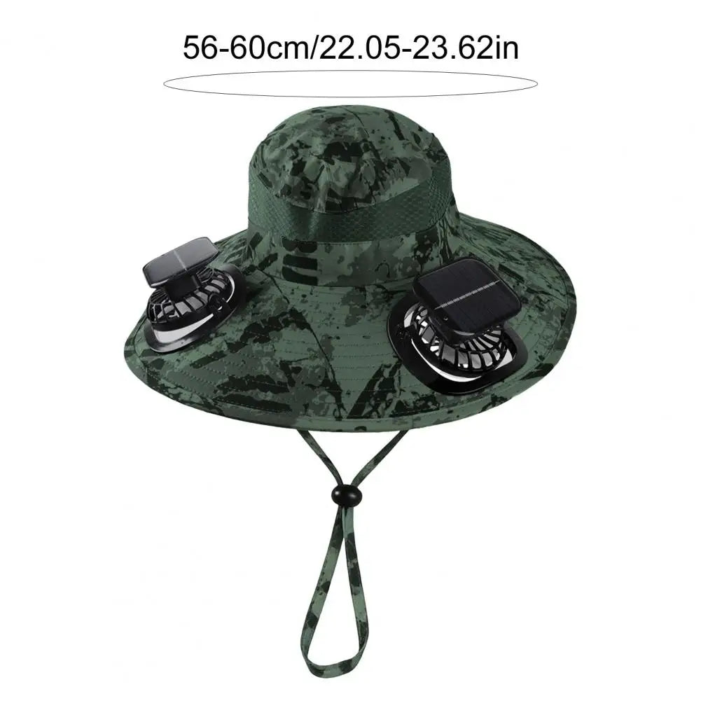 Cappello Solare con Ampia Tesa e Due Ventilatori