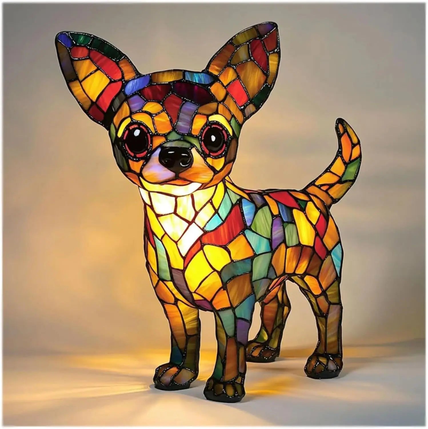 Illuminazione artistica colorata con diverse razze di cani – Lampada da tavolo decorativa in vetro