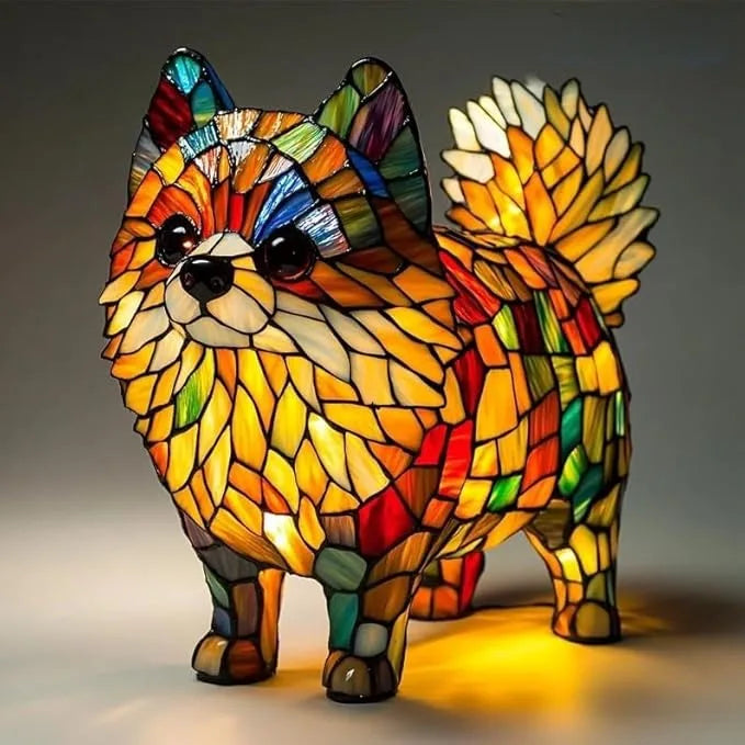 Illuminazione artistica colorata con diverse razze di cani – Lampada da tavolo decorativa in vetro